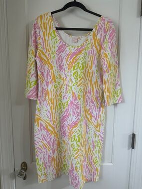 Lightweight Printed Midi Dress in Pink, Yellow & Lime - Brand: Lilly Pulitzer